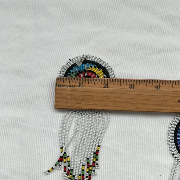 White Beaded Handmade African Earrings - Picture 6 of 6